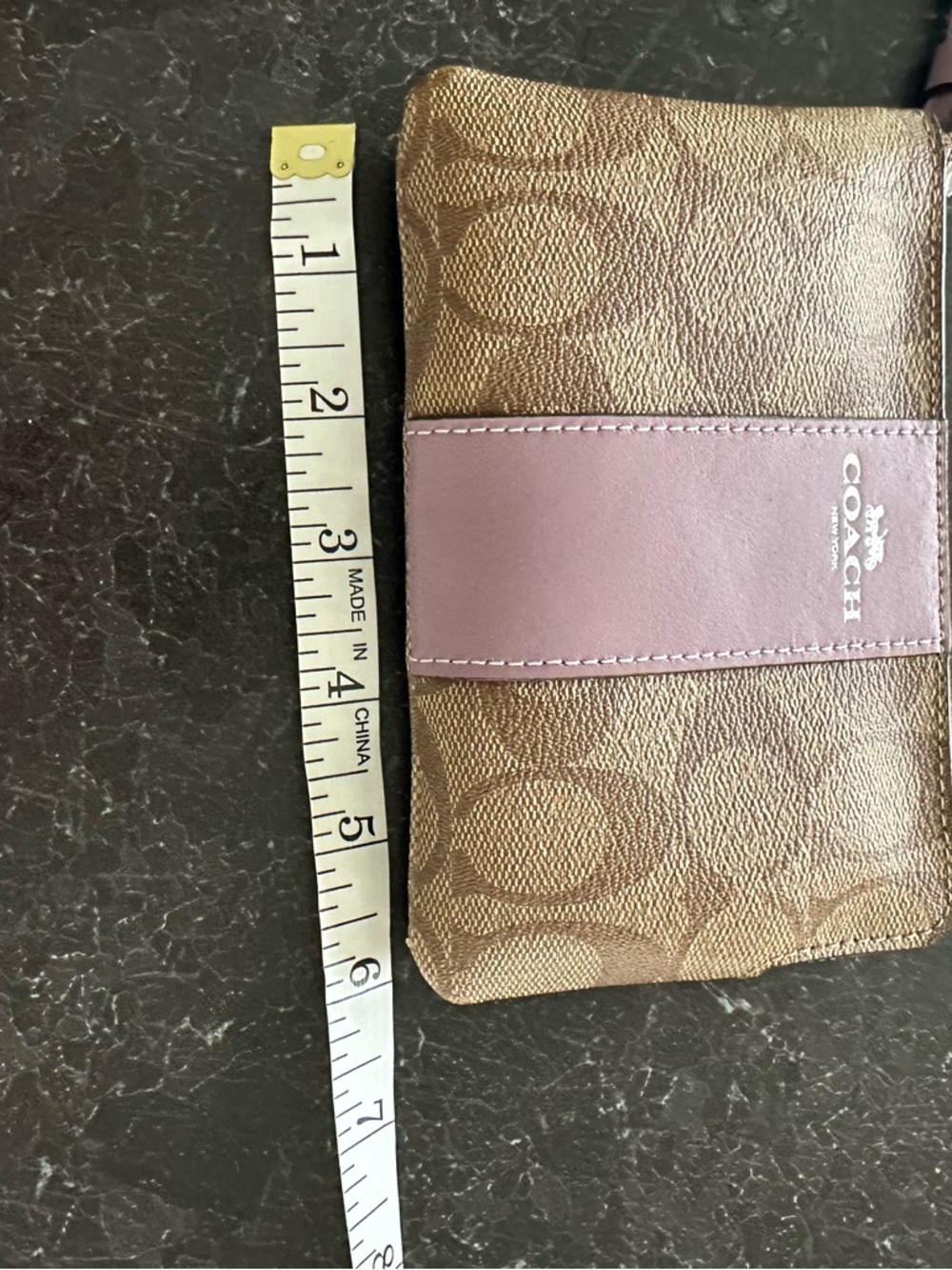 Coach NWT Signature Canvas Wristlet with Dusty Pink Stripe - Picture 4 of 5